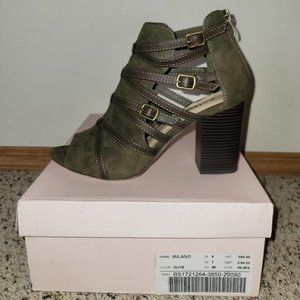 JustFab Milano Heeled Sandal - Olive